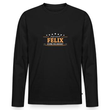 Professionell Felix Name Vorname - Männer Premium Bio Langarmshirt - Schwarz - Vorne - Nico (187cm)