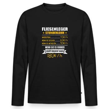 Fliesenleger Stundenlohn Mosaikleger - Männer Premium Bio Langarmshirt - Schwarz - Vorne - Nico (187cm)