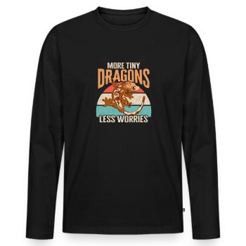 Kronengecko Eidechse Reptil Herpetologe - Männer Premium Bio Langarmshirt - Schwarz - Vorne - Nico (187cm)