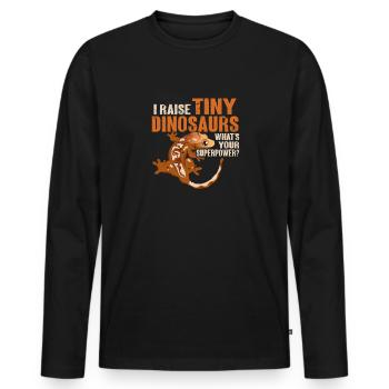 Lézard Gecko couronné Herpétologiste des reptiles - T-shirt manches longues Premium bio Homme - noir - Devant - Nico (187cm)