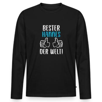 Hannes Vorname Name Geburtstag - Männer Premium Bio Langarmshirt - Schwarz - Vorne - Nico (187cm)