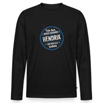 Ich bin dieser legendärer Hendrik Name - Männer Premium Bio Langarmshirt - Schwarz - Vorne - Nico (187cm)