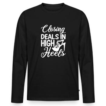 Schließen Von Angeboten In High Heels Real Estate - Männer Premium Bio Langarmshirt - Schwarz - Vorne - Nico (187cm)