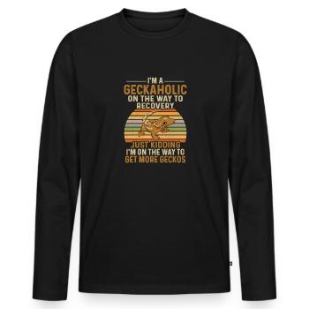 Lézard Gecko couronné Herpétologiste des reptiles - T-shirt manches longues Premium bio Homme - noir - Devant - Nico (187cm)