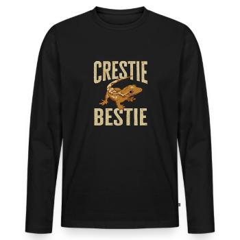 Lézard Gecko couronné Herpétologiste des reptiles - T-shirt manches longues Premium bio Homme - noir - Devant - Nico (187cm)