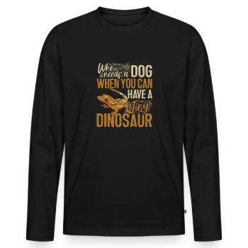 Lézard Gecko couronné Herpétologiste des reptiles - T-shirt manches longues Premium bio Homme - noir - Devant - Nico (187cm)