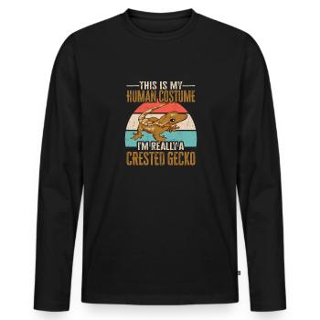 Lézard Gecko couronné Herpétologiste des reptiles - T-shirt manches longues Premium bio Homme - noir - Devant - Nico (187cm)
