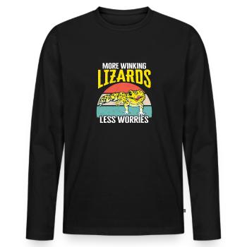 Léopard Gecko Lézard Reptiles Herpétologiste - T-shirt manches longues Premium bio Homme - noir - Devant - Nico (187cm)