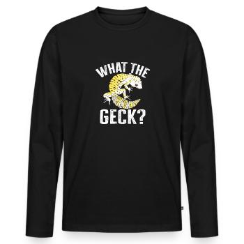 Léopard Gecko Lézard Reptiles Herpétologiste - T-shirt manches longues Premium bio Homme - noir - Devant - Nico (187cm)