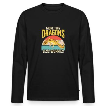 Léopard Gecko Lézard Reptiles Herpétologiste - T-shirt manches longues Premium bio Homme - noir - Devant - Nico (187cm)