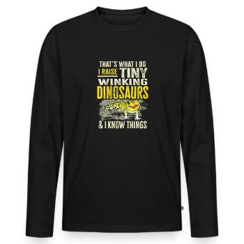 Léopard Gecko Lézard Reptiles Herpétologiste - T-shirt manches longues Premium bio Homme - noir - Devant - Nico (187cm)