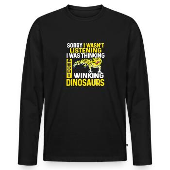 Léopard Gecko Lézard Reptiles Herpétologiste - T-shirt manches longues Premium bio Homme - noir - Devant - Nico (187cm)