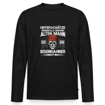 Eisenbahner - Männer Premium Bio Langarmshirt - Schwarz - Vorne - Nico (187cm)