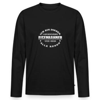 Eisenbahner - Männer Premium Bio Langarmshirt - Schwarz - Vorne - Nico (187cm)