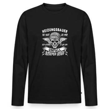 Heizungsbauer Sei nett zu mir Klempner - Männer Premium Bio Langarmshirt - Schwarz - Vorne - Nico (187cm)