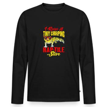 Léopard Gecko Lézard Reptiles Herpétologiste - T-shirt manches longues Premium bio Homme - noir - Devant - Nico (187cm)