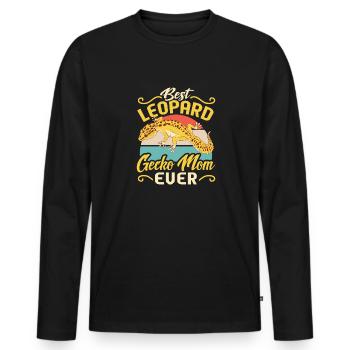 Léopard Gecko Lézard Reptiles Herpétologiste - T-shirt manches longues Premium bio Homme - noir - Devant - Nico (187cm)