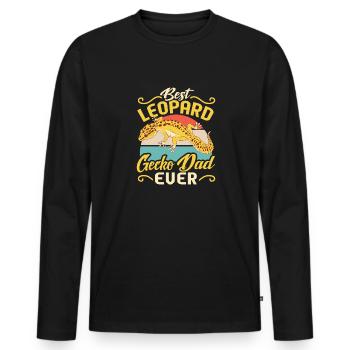 Léopard Gecko Lézard Reptiles Herpétologiste - T-shirt manches longues Premium bio Homme - noir - Devant - Nico (187cm)