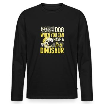 Léopard Gecko Lézard Reptiles Herpétologiste - T-shirt manches longues Premium bio Homme - noir - Devant - Nico (187cm)