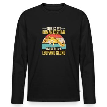 Leopardgecko Eidechse Reptilien Herpetologe - Männer Premium Bio Langarmshirt - Schwarz - Vorne - Nico (187cm)