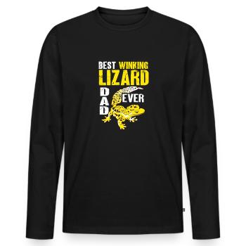 Léopard Gecko Lézard Reptiles Herpétologiste - T-shirt manches longues Premium bio Homme - noir - Devant - Nico (187cm)