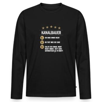 Kanalbauer Paragraph Ich habe immer Recht - Männer Premium Bio Langarmshirt - Schwarz - Vorne - Nico (187cm)