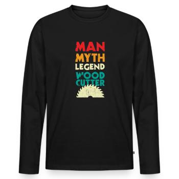 Woodworker retro man myth legend woodcutter - Männer Premium Bio Langarmshirt - Schwarz - Vorne - Nico (187cm)