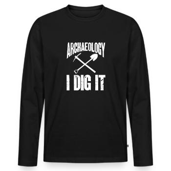 Archaeology Gift Archaeologist - Men's Premium Organic Long Sleeve Shirt - black - Front - Nico (187cm)