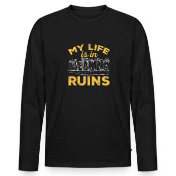 Archaeology Gift Archaeologist - Men's Premium Organic Long Sleeve Shirt - black - Front - Nico (187cm)