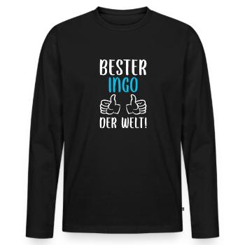 Ingo Vorname Name Geburtstag - Männer Premium Bio Langarmshirt - Schwarz - Vorne - Nico (187cm)