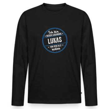 Ich bin dieser legendärer Lukas Name - Männer Premium Bio Langarmshirt - Schwarz - Vorne - Nico (187cm)