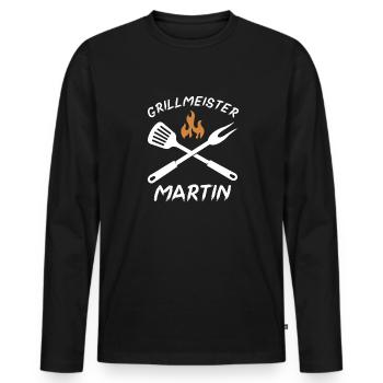 Grillmeister Martin - Männer Premium Bio Langarmshirt - Schwarz - Vorne - Nico (187cm)