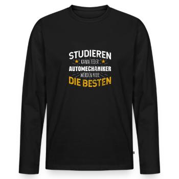 Automechaniker Studiere kann jeder - Männer Premium Bio Langarmshirt - Schwarz - Vorne - Nico (187cm)