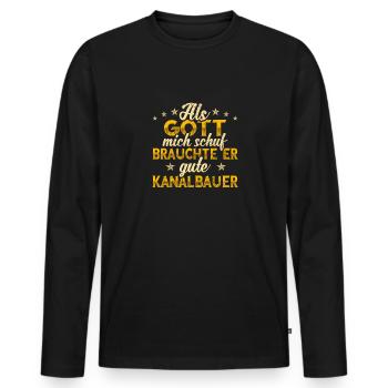 Kanalbauer - Männer Premium Bio Langarmshirt - Schwarz - Vorne - Nico (187cm)