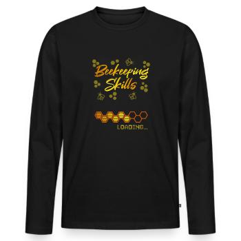 Compétences apicoles Chargement de compétences - T-shirt manches longues Premium bio Homme - noir - Devant - Nico (187cm)