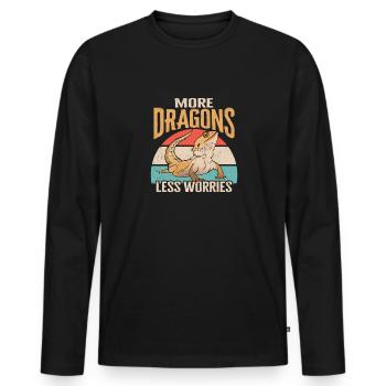 Lézard dragon barbu Herpétologiste des reptiles - T-shirt manches longues Premium bio Homme - noir - Devant - Nico (187cm)