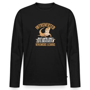 Lézard dragon barbu Herpétologiste des reptiles - T-shirt manches longues Premium bio Homme - noir - Devant - Nico (187cm)