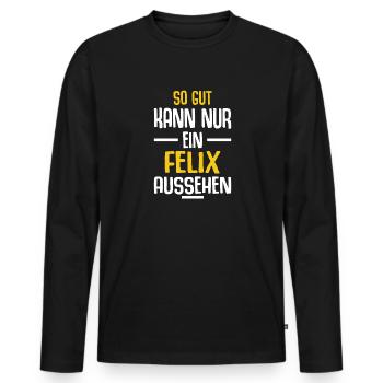 Felix Vorname Name Geburtstag - Männer Premium Bio Langarmshirt - Schwarz - Vorne - Nico (187cm)