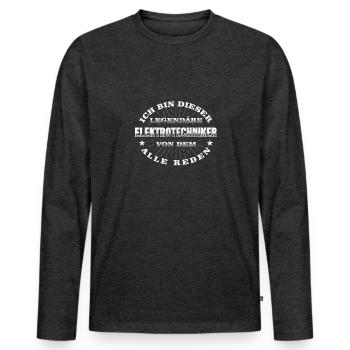 Elektrotechniker - Männer Premium Bio Langarmshirt - Anthrazit meliert - Vorne - Nico (187cm)