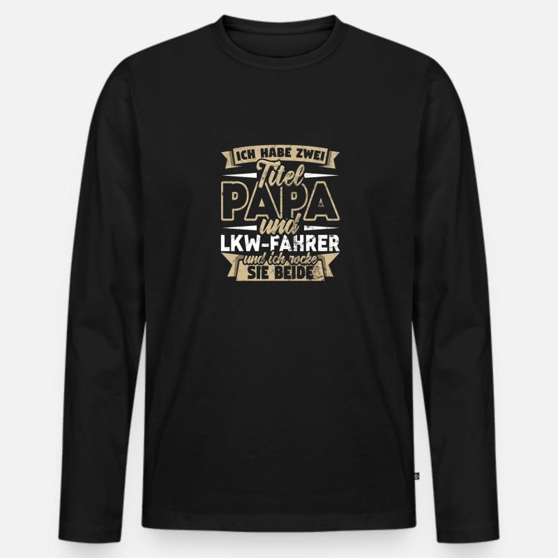 LKW- Fahrer - Männer Premium Bio Langarmshirt - Schwarz