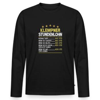 Klempner Stundenlohn - Männer Premium Bio Langarmshirt - Schwarz - Vorne - Nico (187cm)