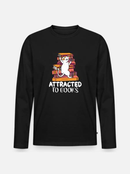 Cat Book Lovers Read Books - Men's Premium Organic Long Sleeve Shirt - black