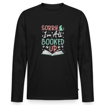 Les amateurs de livres de chats lisent des livres - T-shirt manches longues Premium bio Homme - noir - Devant - Nico (187cm)
