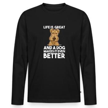 Airedale Terrier Hund - Männer Premium Bio Langarmshirt - Schwarz - Vorne - Nico (187cm)