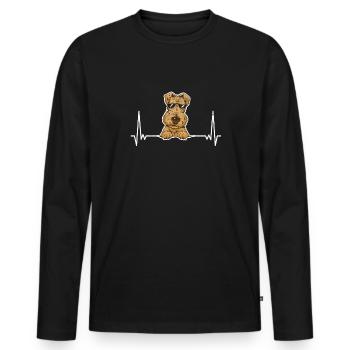 Airedale Terrier Hund - Männer Premium Bio Langarmshirt - Schwarz - Vorne - Nico (187cm)
