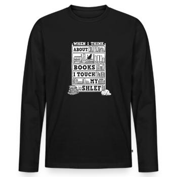 Les amateurs de livres de chats lisent des livres - T-shirt manches longues Premium bio Homme - noir - Devant - Nico (187cm)