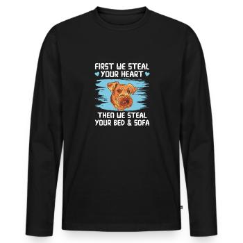 Airedale Terrier Hund - Männer Premium Bio Langarmshirt - Schwarz - Vorne - Nico (187cm)