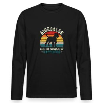 Airedale Terrier Hund - Männer Premium Bio Langarmshirt - Schwarz - Vorne - Nico (187cm)