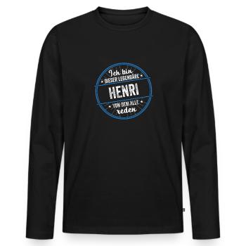 Ich bin dieser legendärer Henri Name - Männer Premium Bio Langarmshirt - Schwarz - Vorne - Nico (187cm)