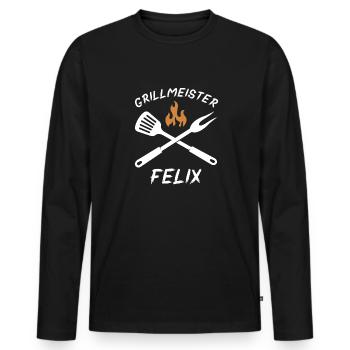 Grillmeister Felix - Männer Premium Bio Langarmshirt - Schwarz - Vorne - Nico (187cm)